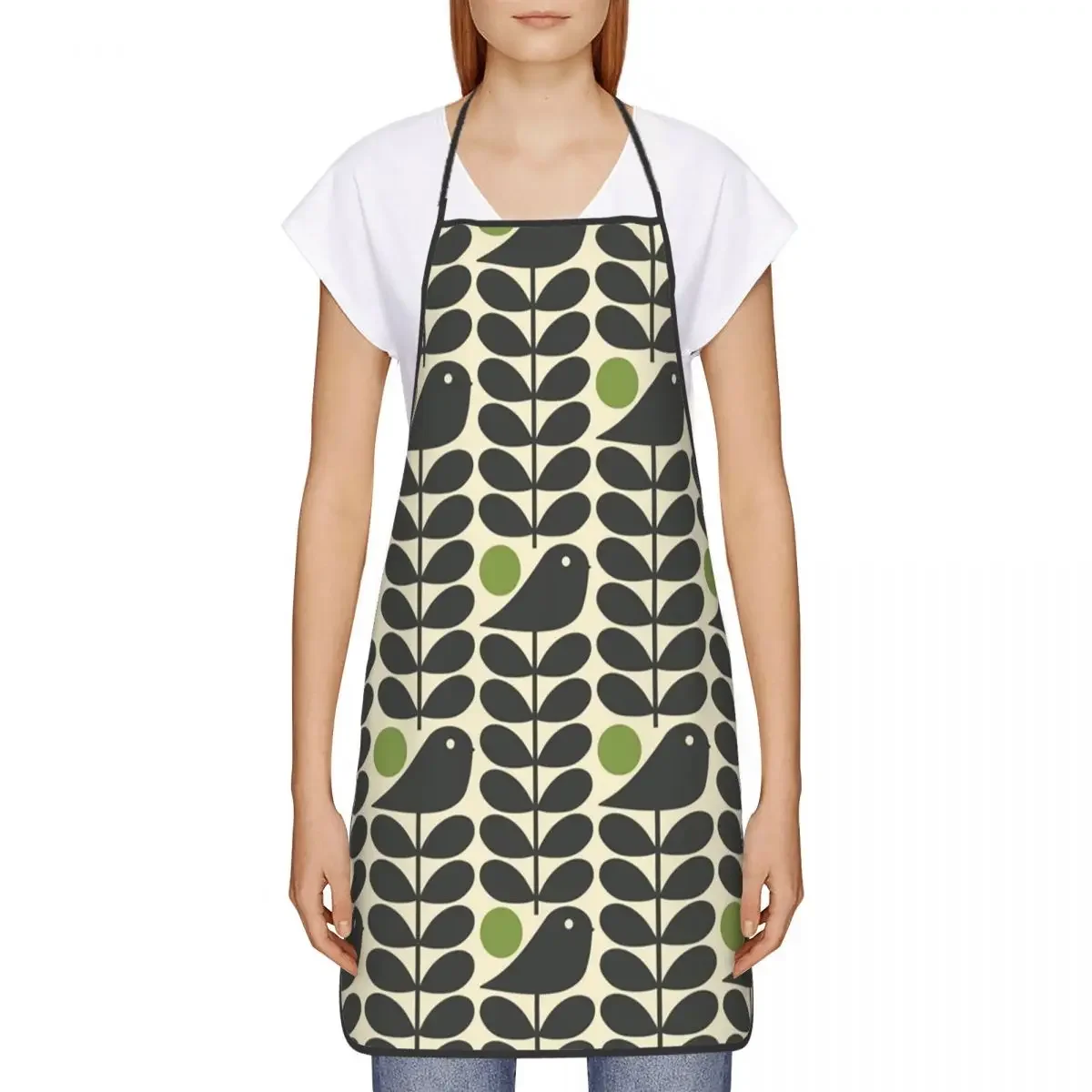 Unisex Orla Kiely Birds Kitchen Chef Cooking Baking Apron Men Women Scandinavian Flowers Tablier Cuisine for Gardening