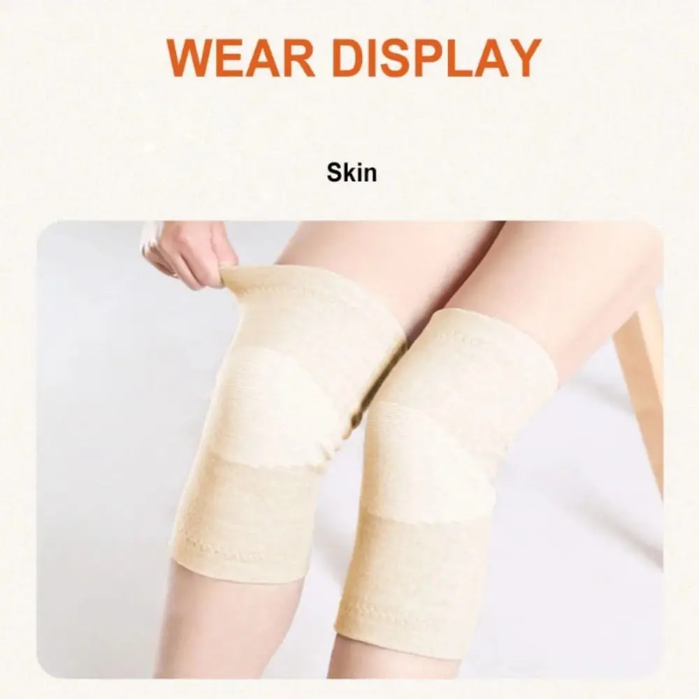 Druck stehende elastische Woll-Knieschützer, dünne Elastizität, Streifen-Design, Knieschützer, hautfarbenes Baumwoll-Polyester