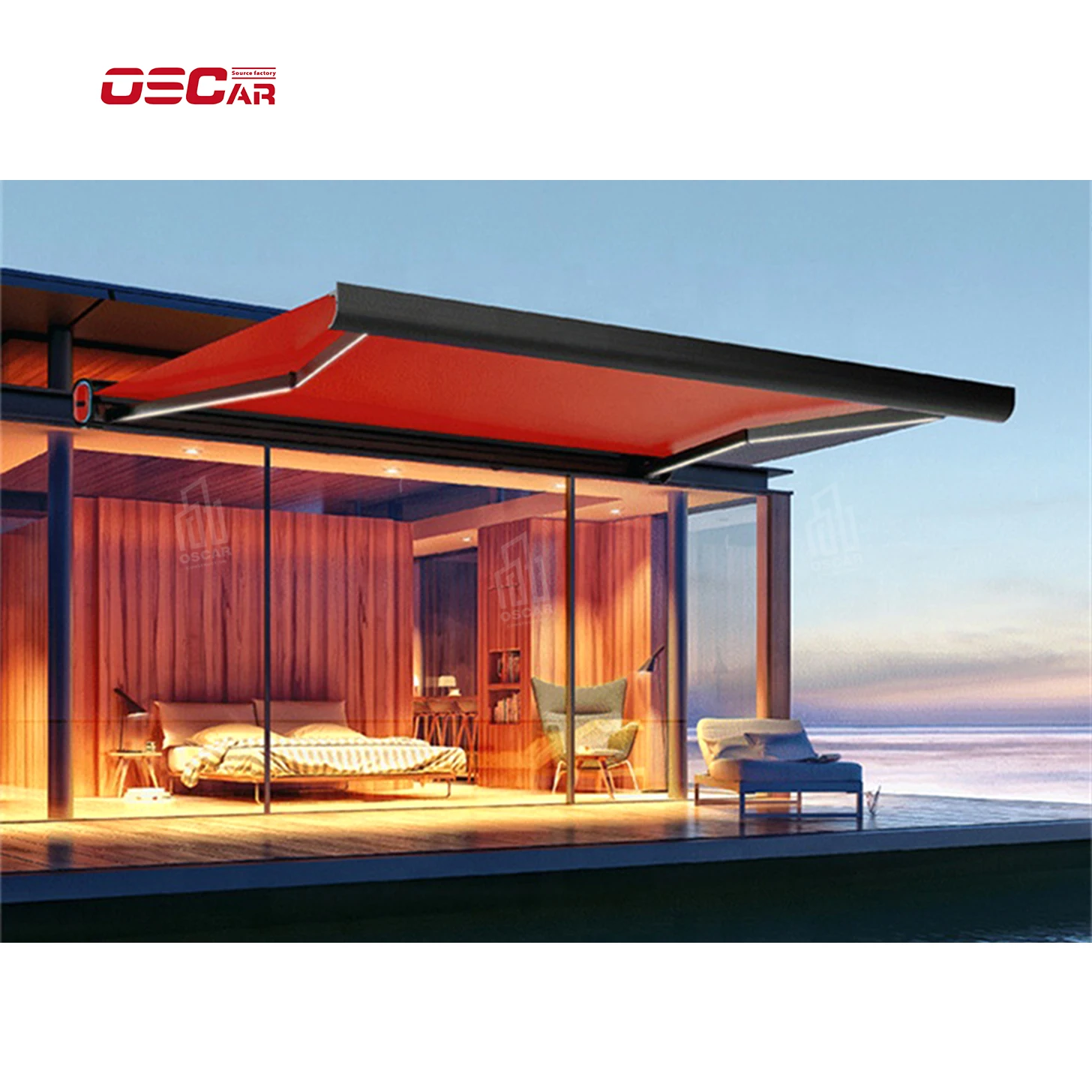 Folding awning sunshade /Retractable awning with extended width 1M, 2M, 3M and more sizes