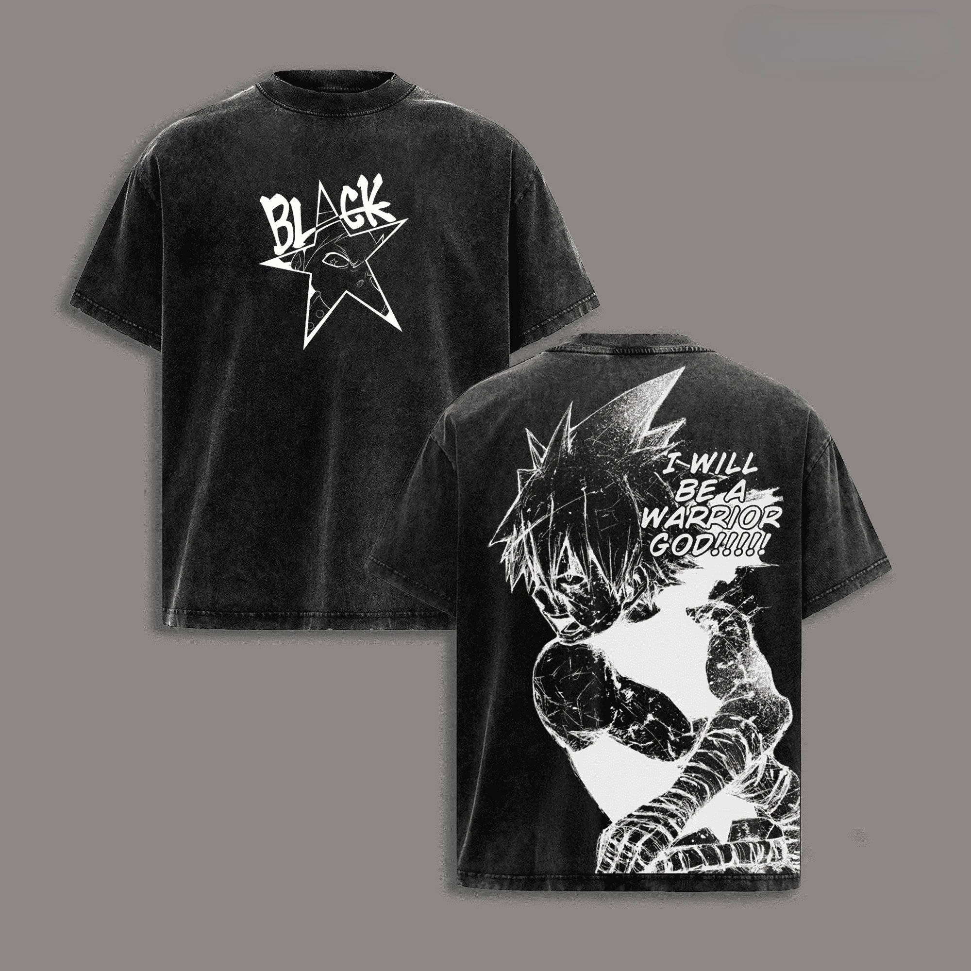 Vintage Soul Eater Black Star Anime Street Summer Shirt Women's Tshirt Unisex Tee Top Men's Cotton Short Sleeve Washed T Shirt