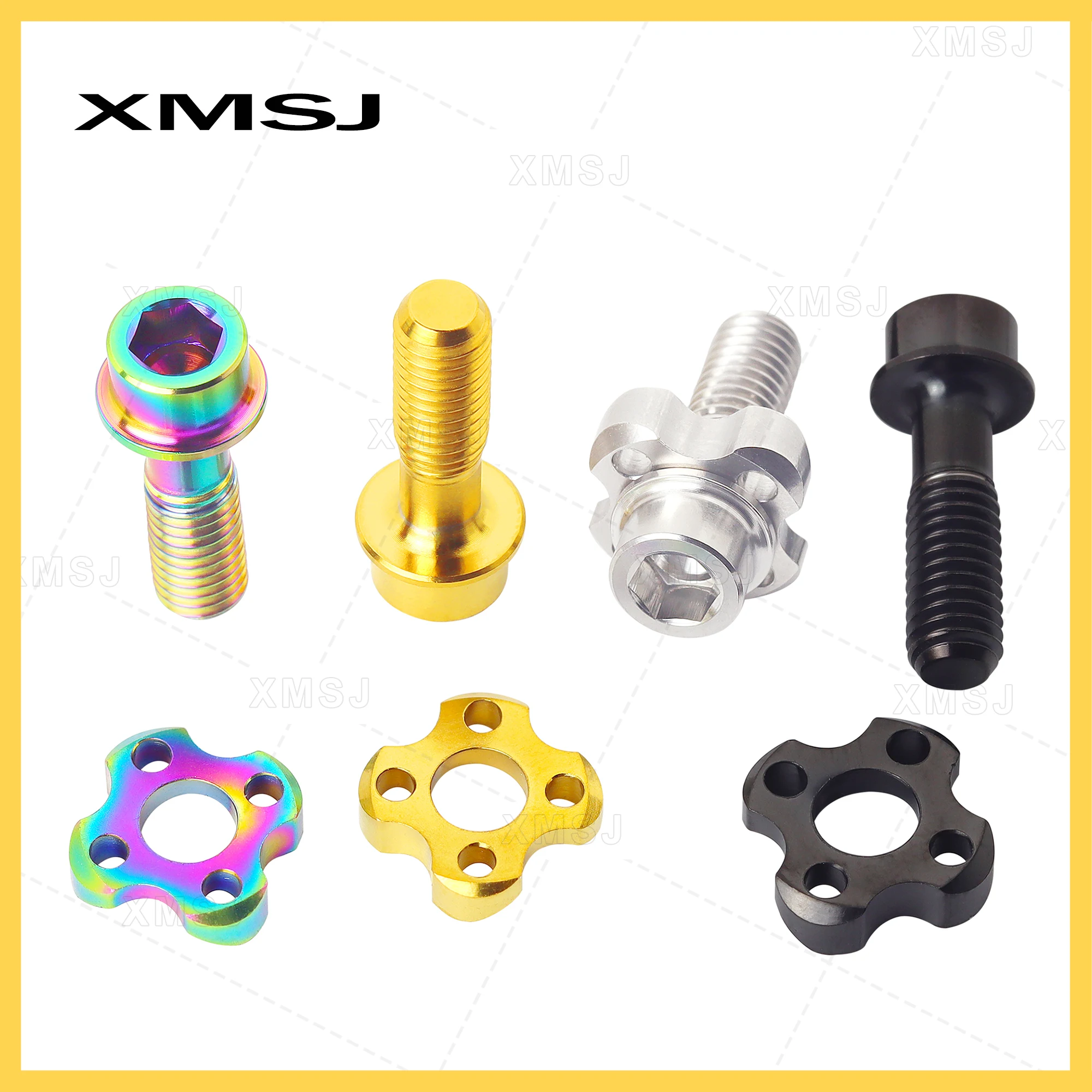 XMSJ チタン合金自転車フロントディレイラーボルトワッシャーキット固定ネジ M5X16mm ロードバイクフロントシフタークランプボルト