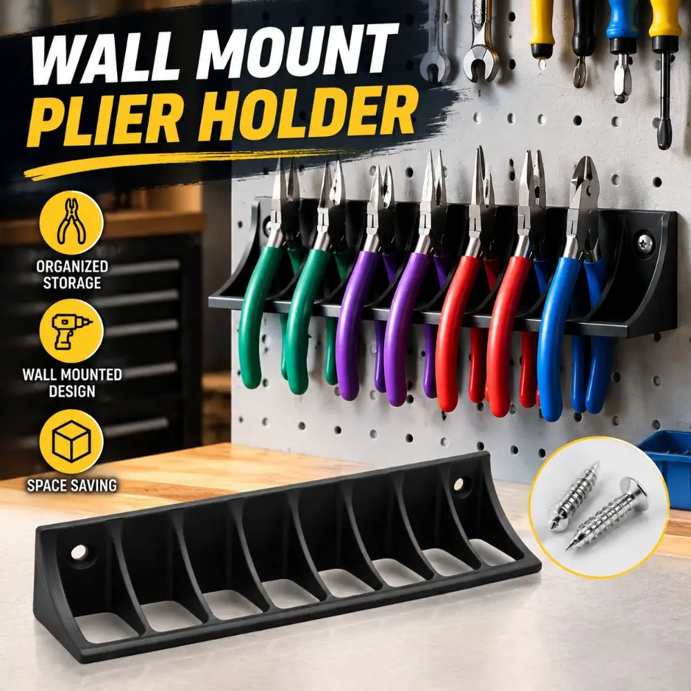 New Heavy Duty Wall Mount Plier Holder No Drill Wall Mounted Hand Tool Storage Rack Slip Resistant Plastic Pliers Rack Workshop