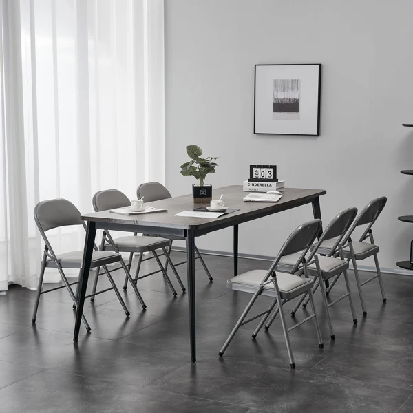 6pcs Stool Backrest Chair Household Folding Chair Portable Computer Chair Training Conference Chair Dining Dormitory Office