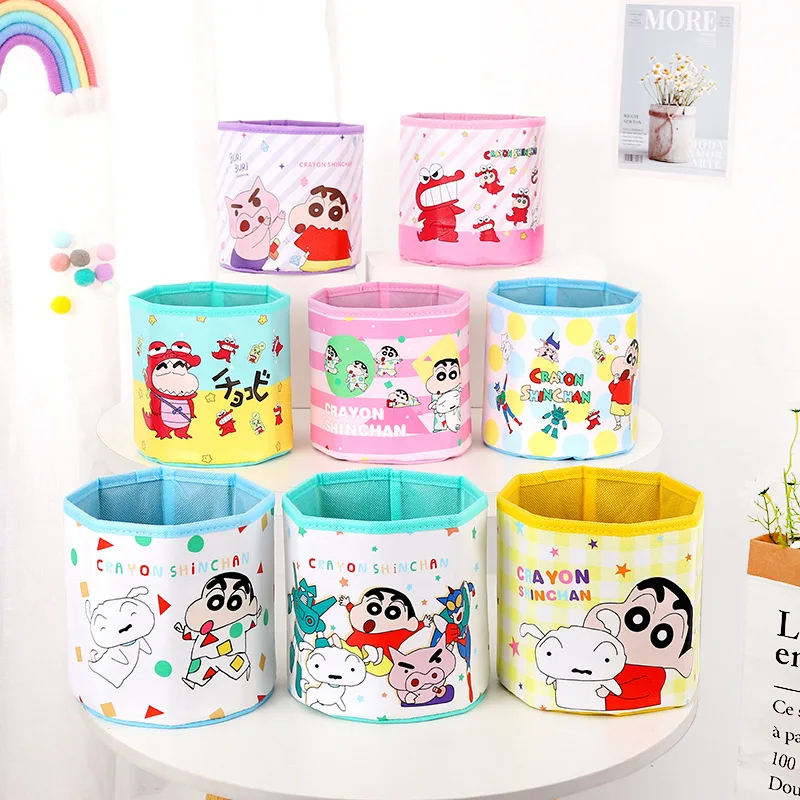 Crayon Shin-chan Storage Bucket Desktop Miscellaneous Cartoon PU Storage Box Stationery Skin Cosmetics Organize