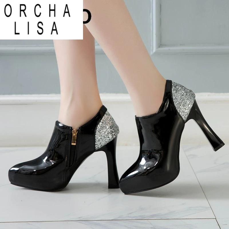 

ORCHA LISA 2025 Bling Женские туфли-лодочки с острым носком на высоком каблуке 11 см на молнии Разноцветные большие размеры 47 48 49 50 Блестящая женская обувь для свиданий