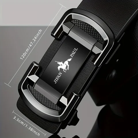 1. Mens Adjustable PU Leather Belt with Zinc Alloy Automatic Buckle, Classic Business Formal Belt for Daily Work Wedding