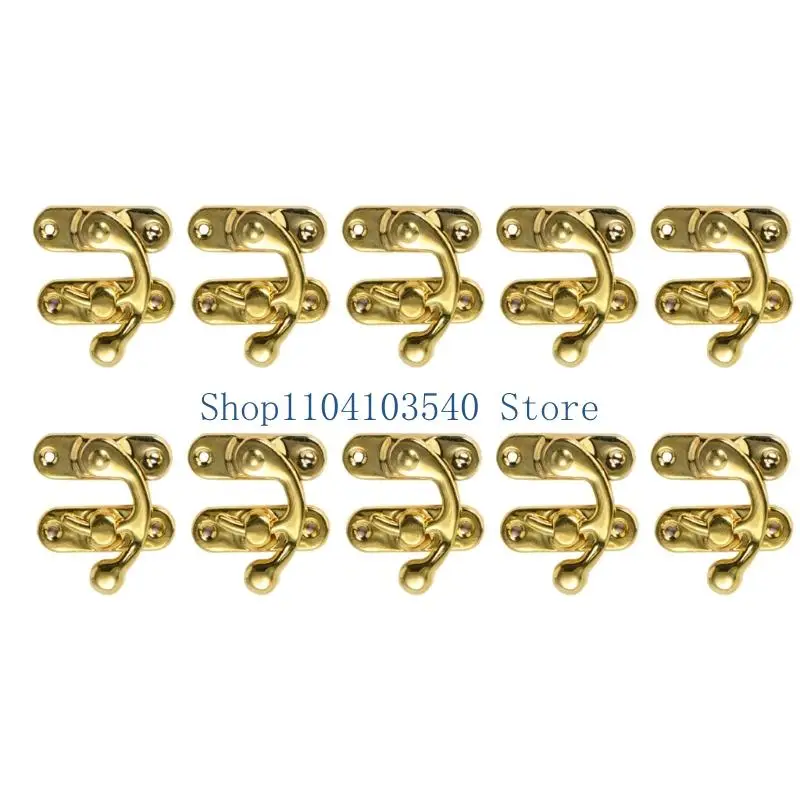 02DC 10Pack Retros Metal Lock Hook Antique Bronze Steel Box Lock Hook Decorative Lock Latches Hardware for Wooden Box
