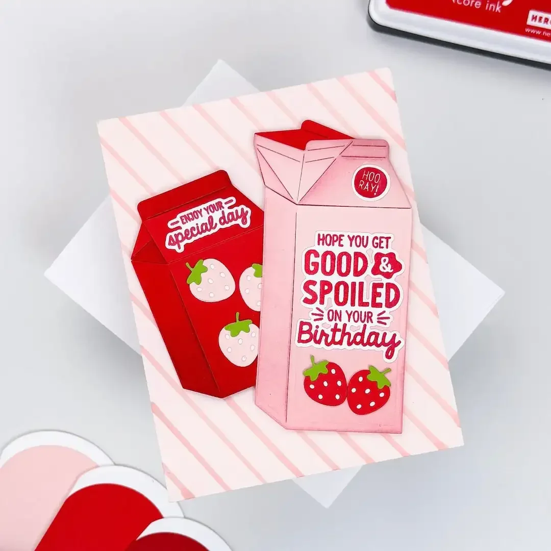 

March 2026 Cookies Milk Carton Metal Cutting Dies Clear Stamps Layering Stencil for DIY Greeting Card Making Scrapbooking Craft