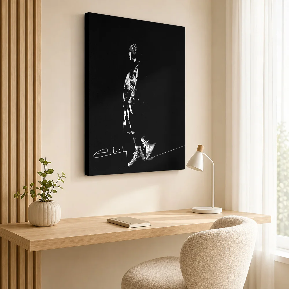 Billie Eilish Monochrome Portrait Framed Canvas Print Customized Photo High Contrast Wall Art For Record Shop Listening Area