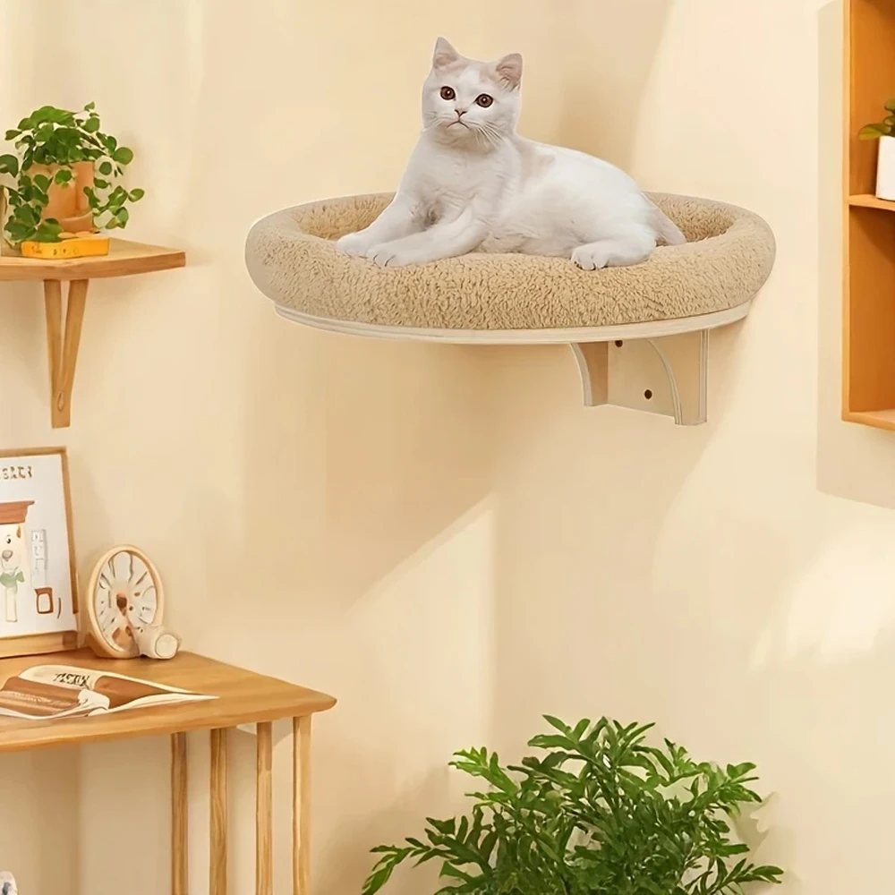 

Wall Mounted Cat Hammock Breathable Fabric Strong Support Soft Interior Secure Mounting Space-Saving Solution for Cat Owners