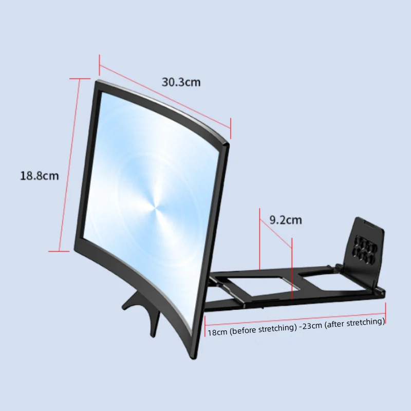 12 Inch Magnifying Glass 3D High-definition Movie Screen Magnifying and Curved Design Amplifier Phone Holder