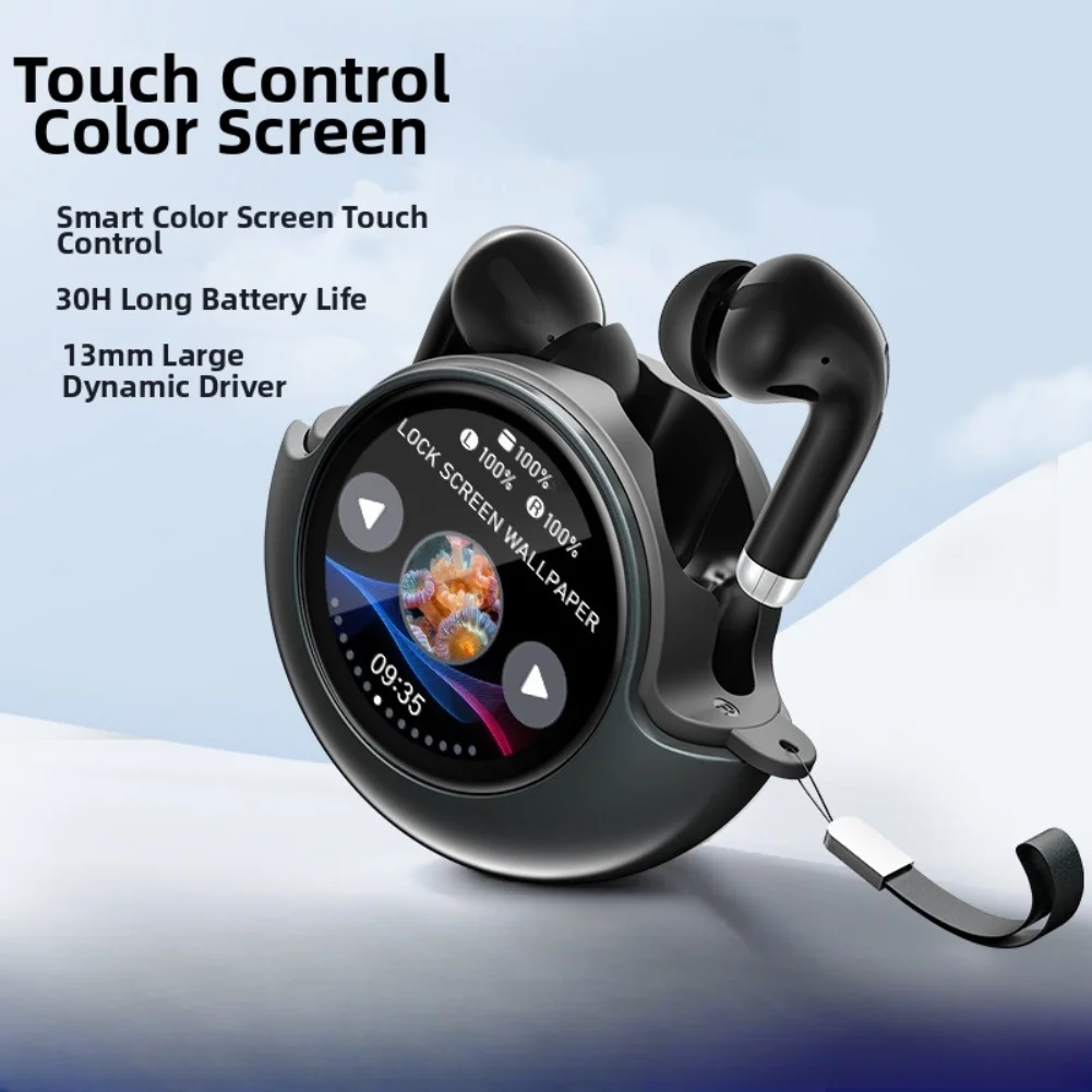 For TWS Wireless Earbuds With Touchscreen Case Long Battery-life Noise Cancelling In Ear Headphones For Sports & Meeting