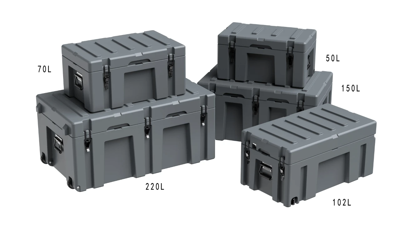 Hard Plastic Shockproof Dust Resistant 240L ODM Customizable Gun Box Tool Kit Set Storage Cargo Case for Outdoor Use view 3