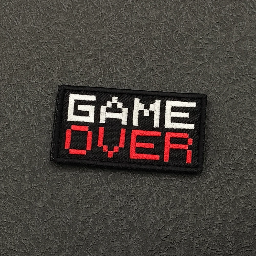 

GAME OVER Applique Embroidery Patches Fabric Accessories Tactical Patches For Jacket Shoulder DIY Sew-on