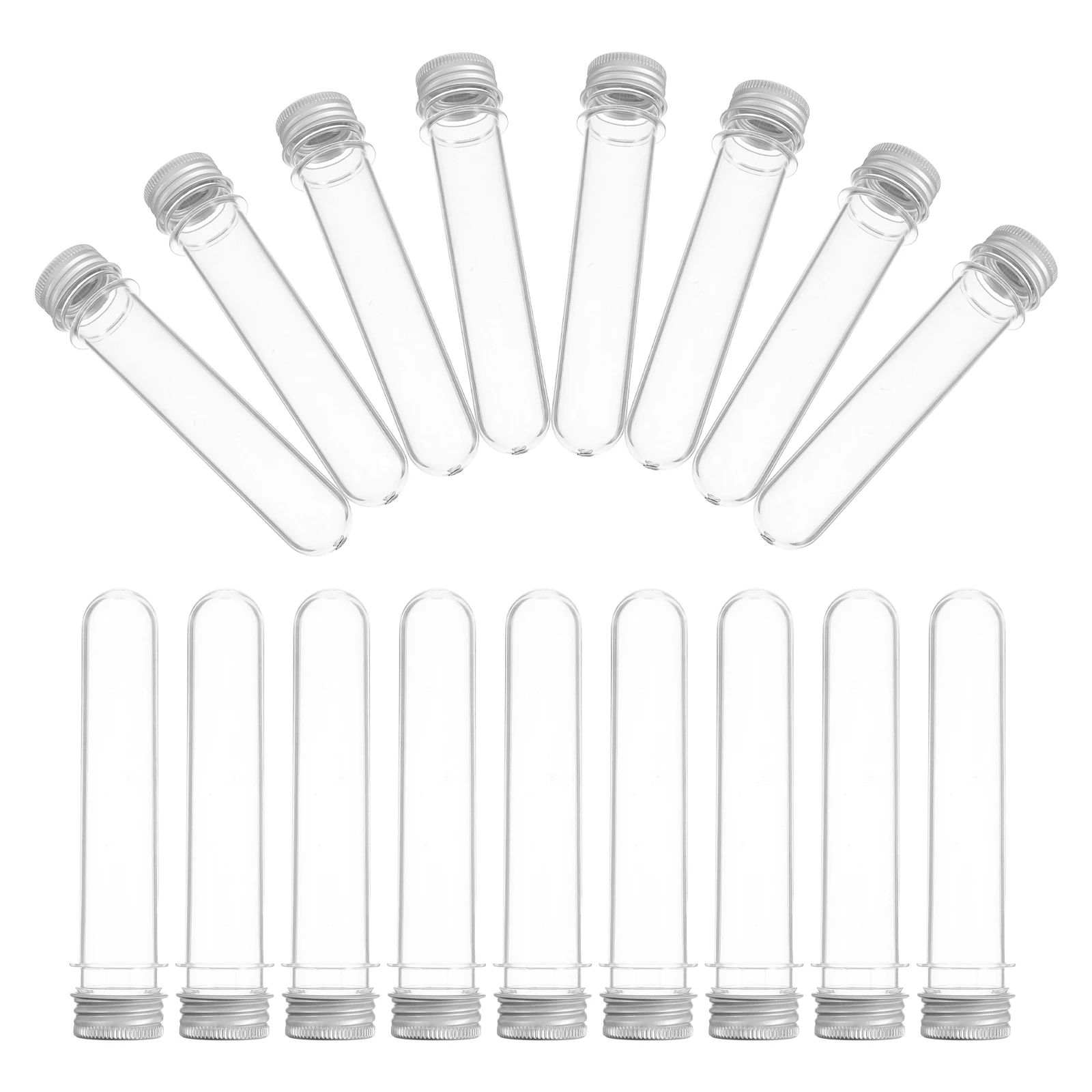 

20 Pcs Test Tube Bottle Plastic Storage Tubes with Cover Makeup Cylinder Container