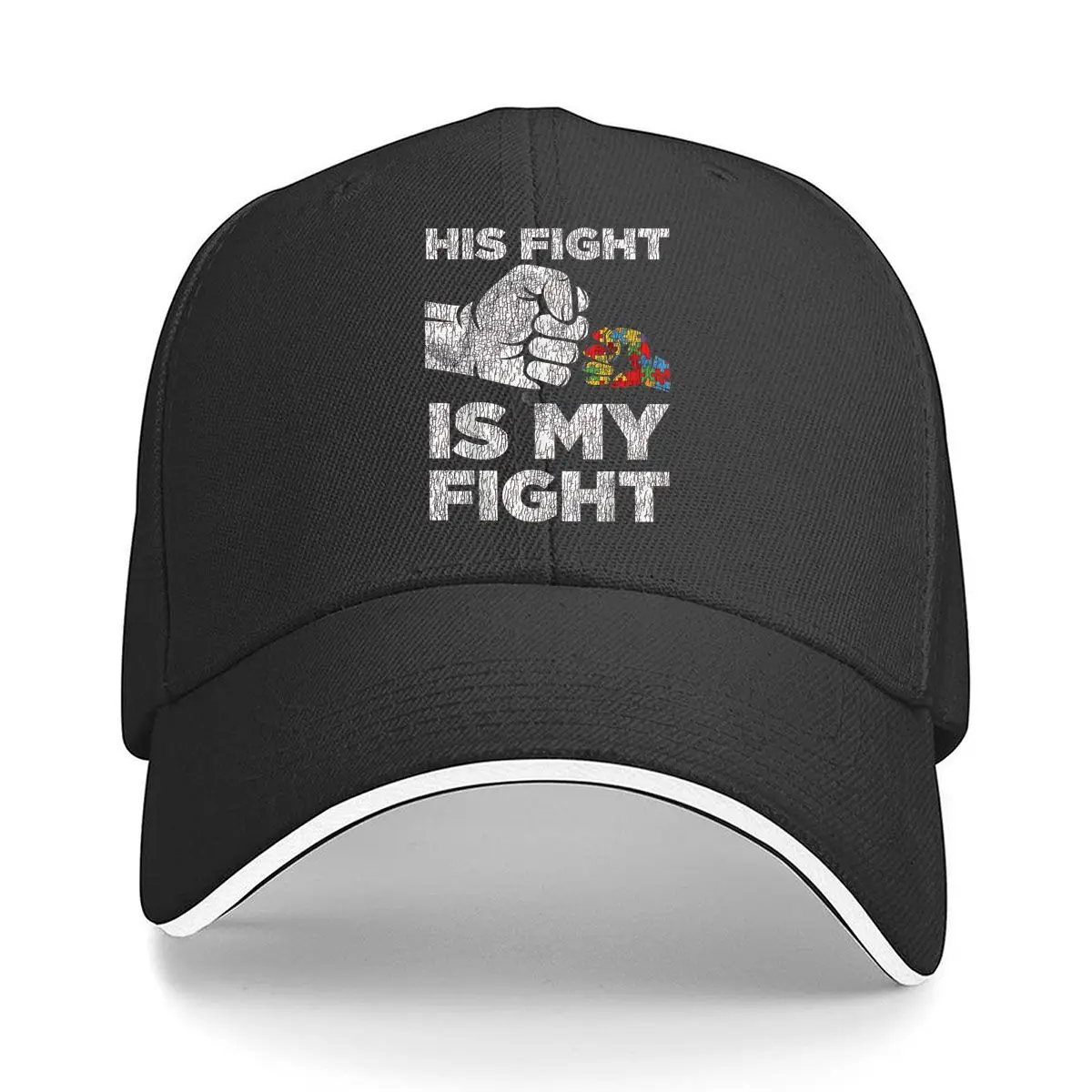 Autism Awareness His Fight Is My Fight Sandwich Baseball Cap