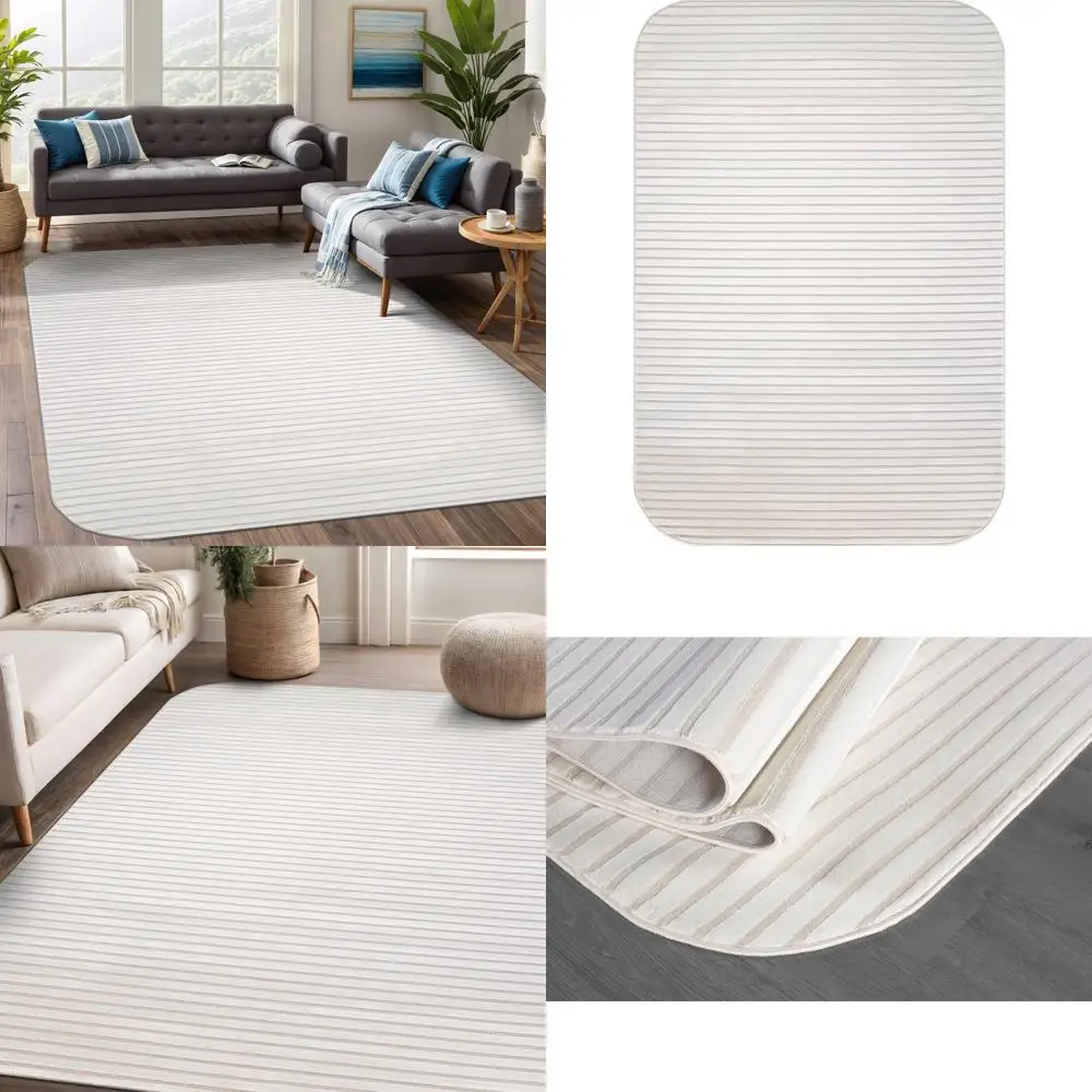 

Modern Geometric Area Rug - 6x9, Low-High Pile, Durable Soft Abstract Striped, Suitable for Living, Dining Rooms, and Offices