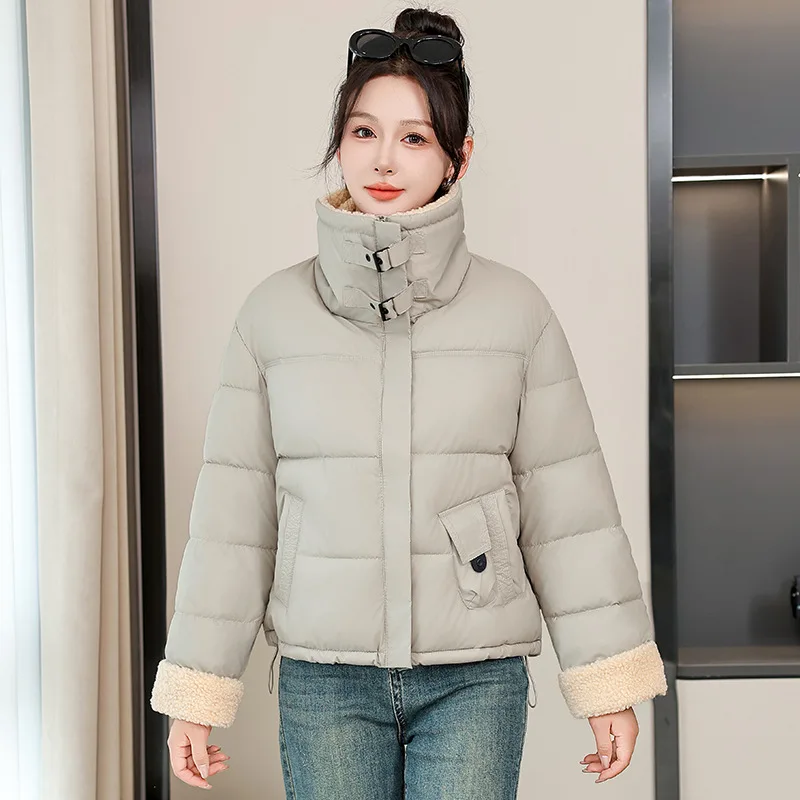 2025 nouveau vers le bas coton court rembourré veste femmes Parkas automne hiver épais revers manteaux femme noir vêtements d'extérieur décontractés vêtements