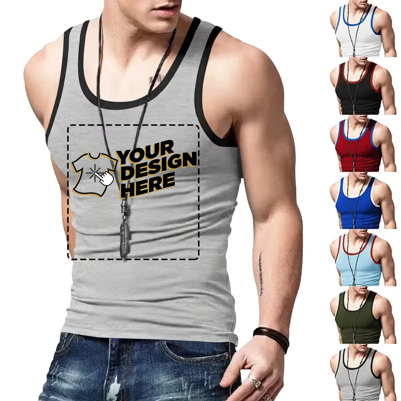 الرجال عبر الحدود الأوروبية والأمريكية الأزياء الرياضية التباين اللون التجفيف السريع I-word سترة دون أكمام عامل مخصص مجاني