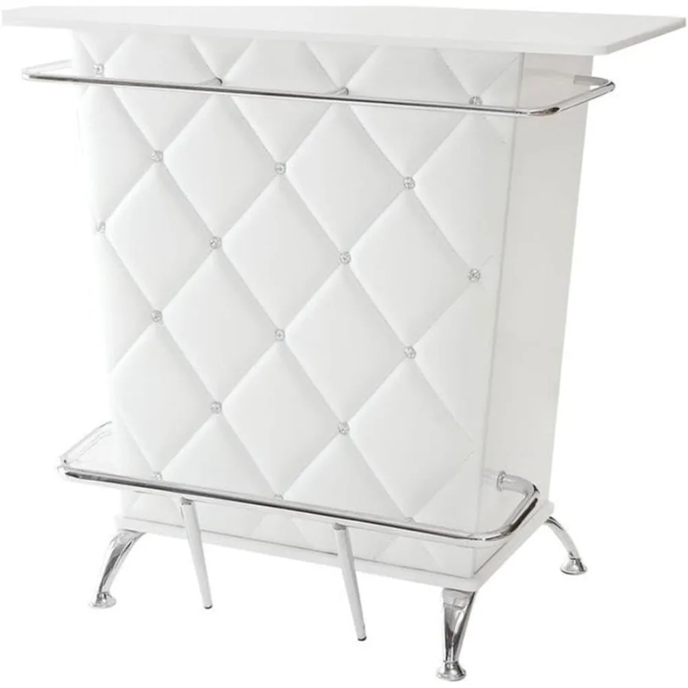 

Perii Contemporary Faux Leather Tufted Bar Table in White