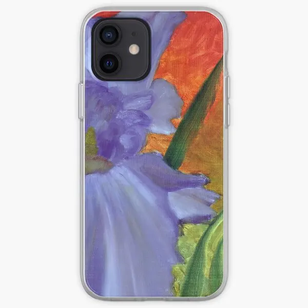 Rainbow Purple Iris Flower Against Fiery  Phone Case Customizable for iPhone X XS XR Max 11 12 13 14 Pro Max Mini 6 6S 7 8 Plus