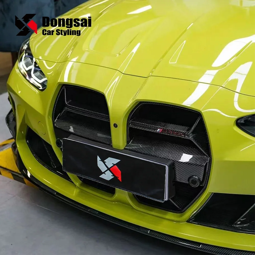 Grill Grille 2020+ Dry Carbon Fiber Style Front Bumper Kidney Mesh for BMW M3 G80 M4 G82 G83 CSL Carbon Black Replacement