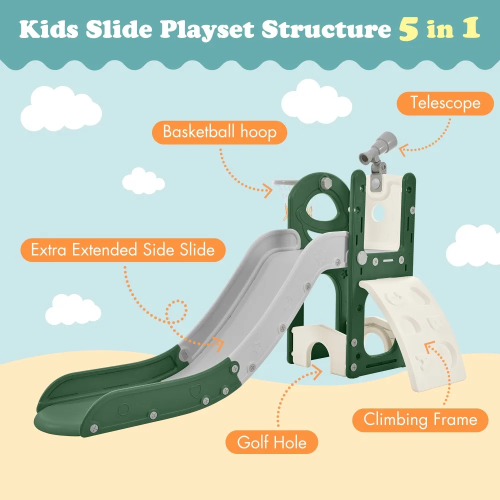 

Children's slide slide swing stroller combination baby toys paradise Structure 5-in-1, independent spaceship set Slides