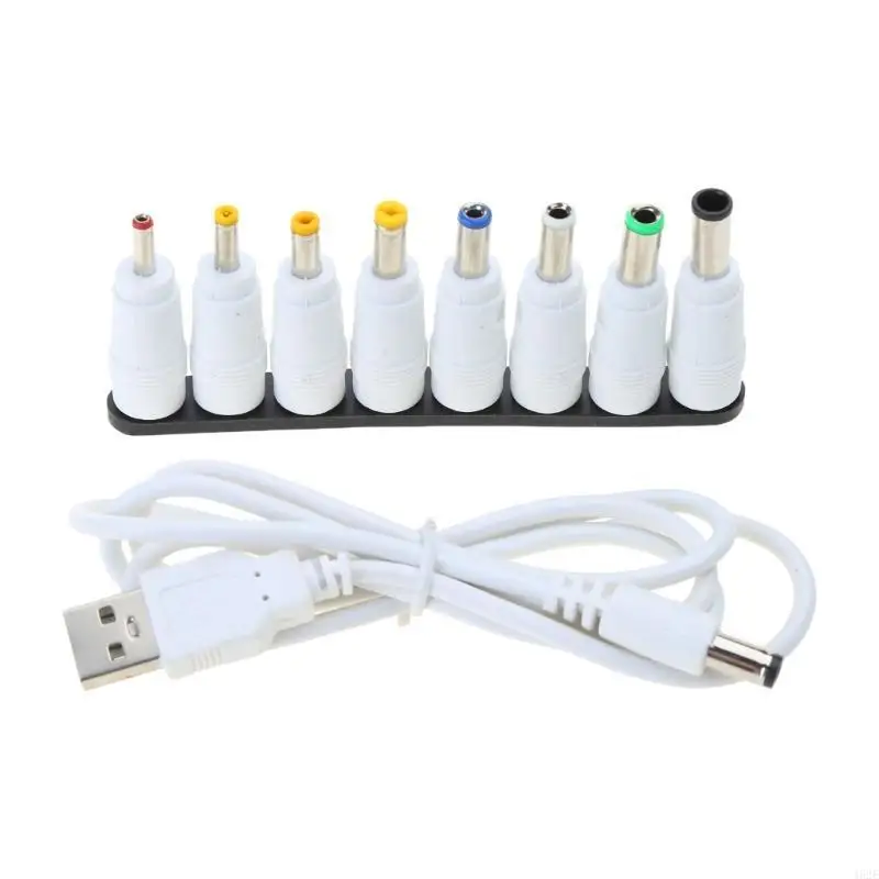 462E USB 5V to DC5.5x2.1mm 9V12V Charging Cable Power Cord Plugs Connectors 8Plugs