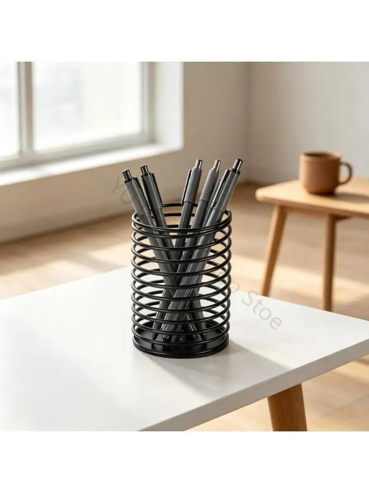 96BA Coil Pen Holders Cup Set for Office, School, and Home Desks with Two Open Containers for Grouping Everyday Stationeries