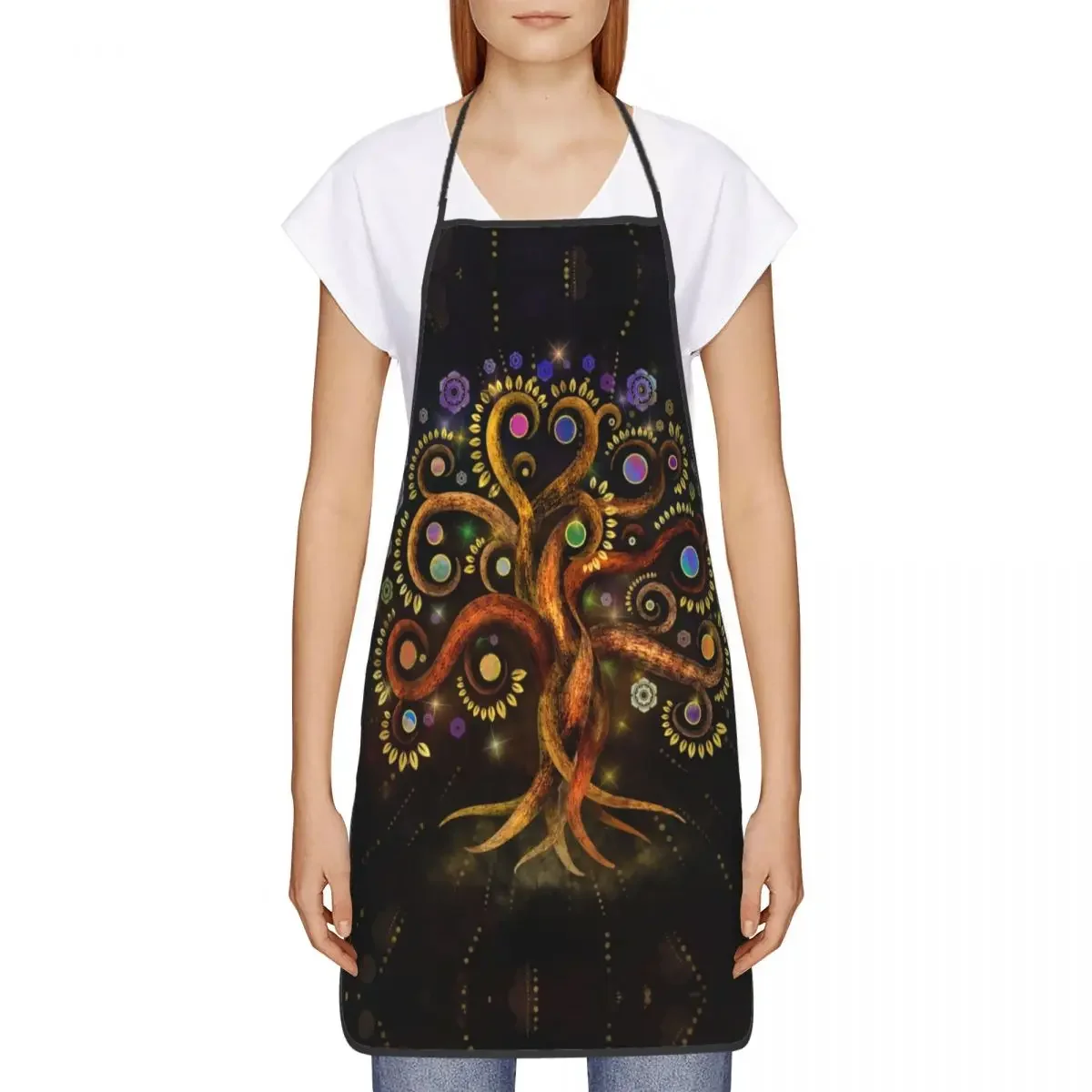 Unisex Tree Of Life Yggdrasil Rainbow Swirl Kitchen Chef Cooking Baking Apron Women Men Tablier Cuisine for Gardening