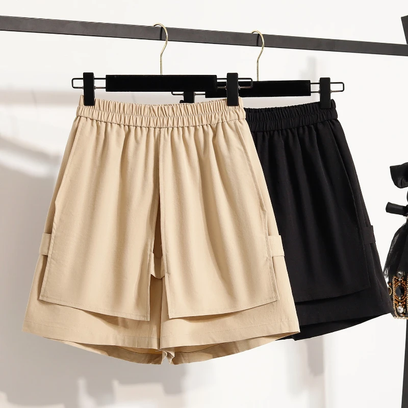 

Plus Size Shorts for Women Summer 2025 Korean Stylle Fashion High Waist Cargo Pants Women Wide Leg Loose Shorts Oversized