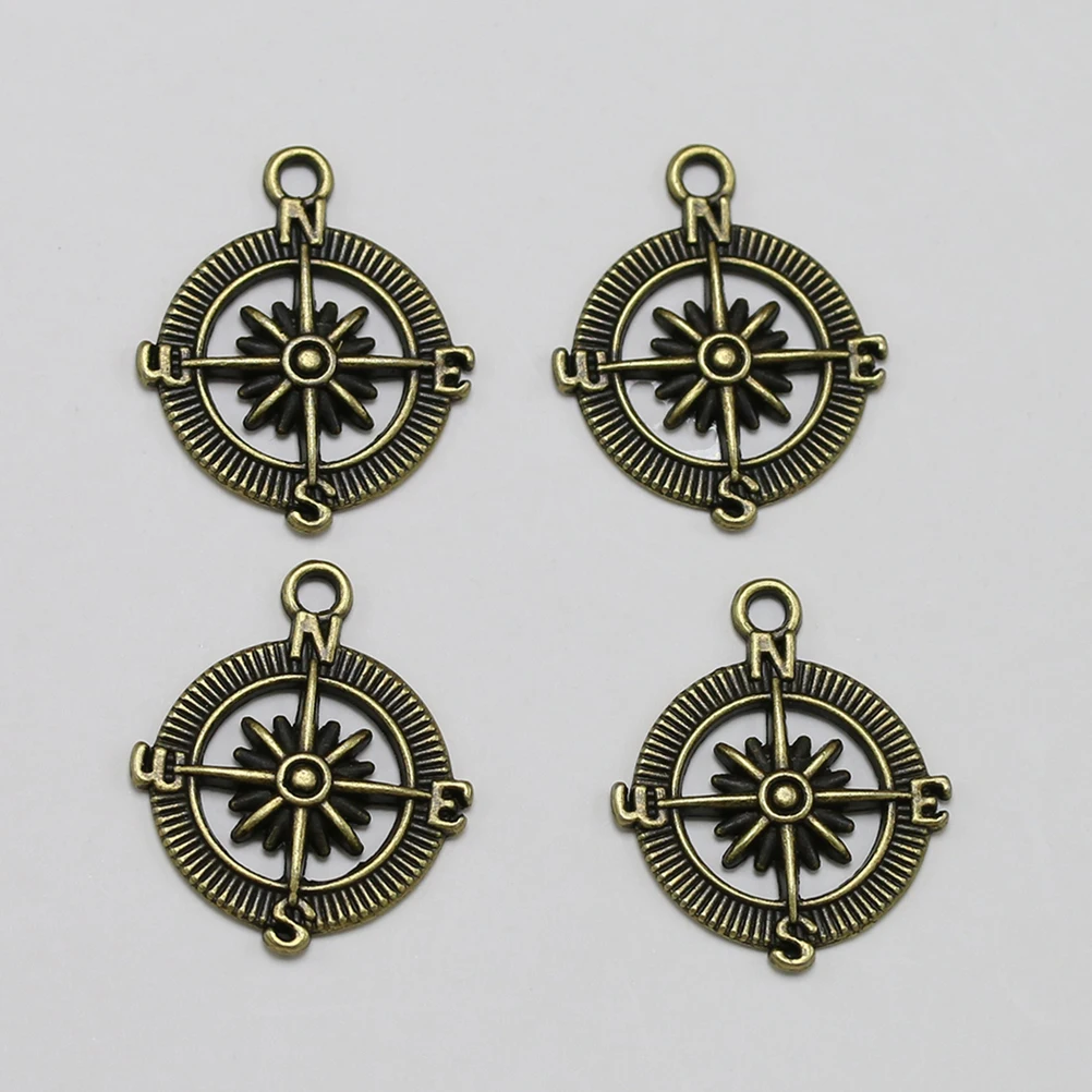

20 Pcs Compass Pendant Alloy Charm Jewelry Making DIY Pendants Simple Stylish Necklace Bracelet Earrings Accessories