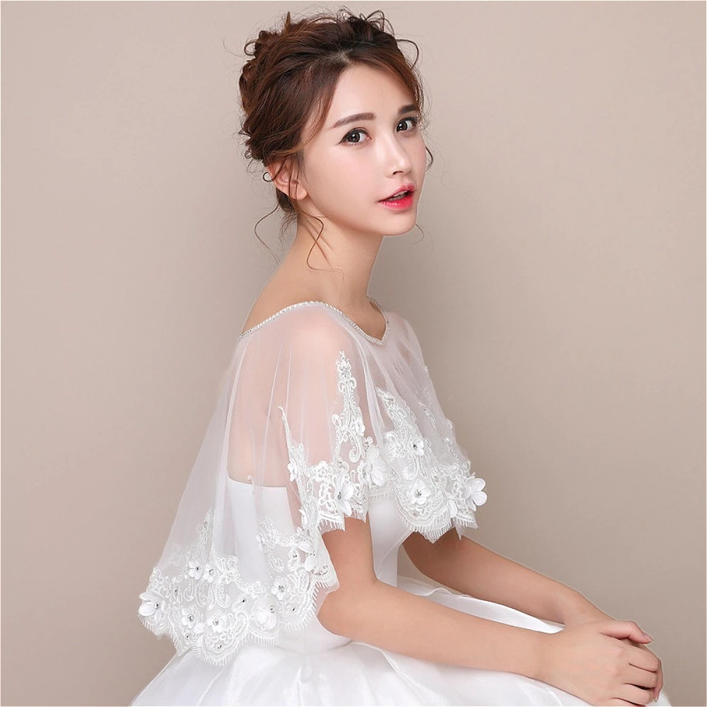 

Wedding Jacket Bolero Women Elegant Wedding Shawl Beading Embroidered Lace Wedding Wraps Marriage Accessories Evening Party