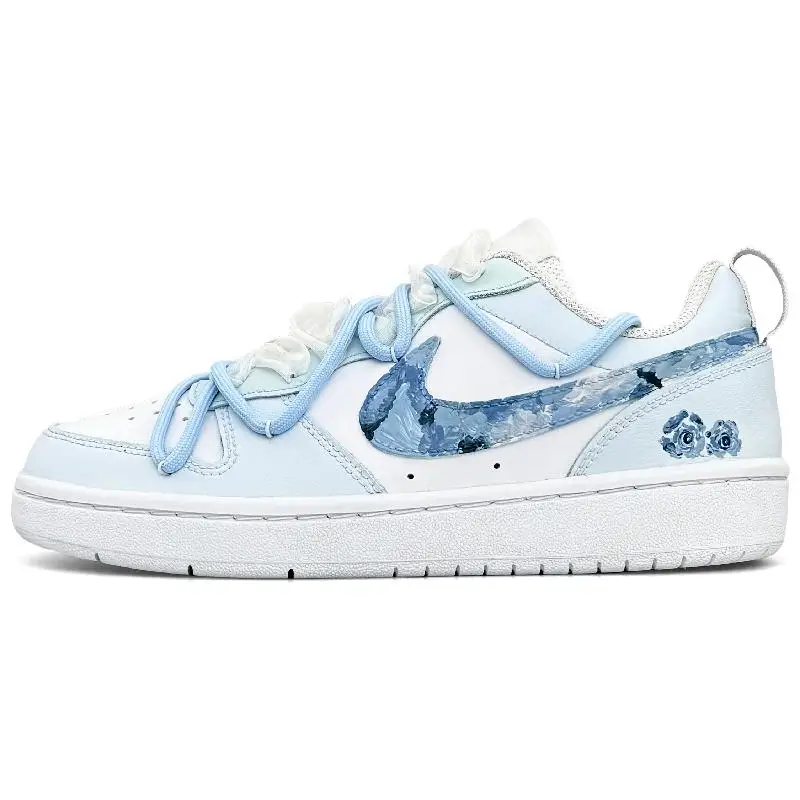 

[На заказ Wuyu Rose] Женские низкие туфли для скейтборда Nike Court Borough 2, синие