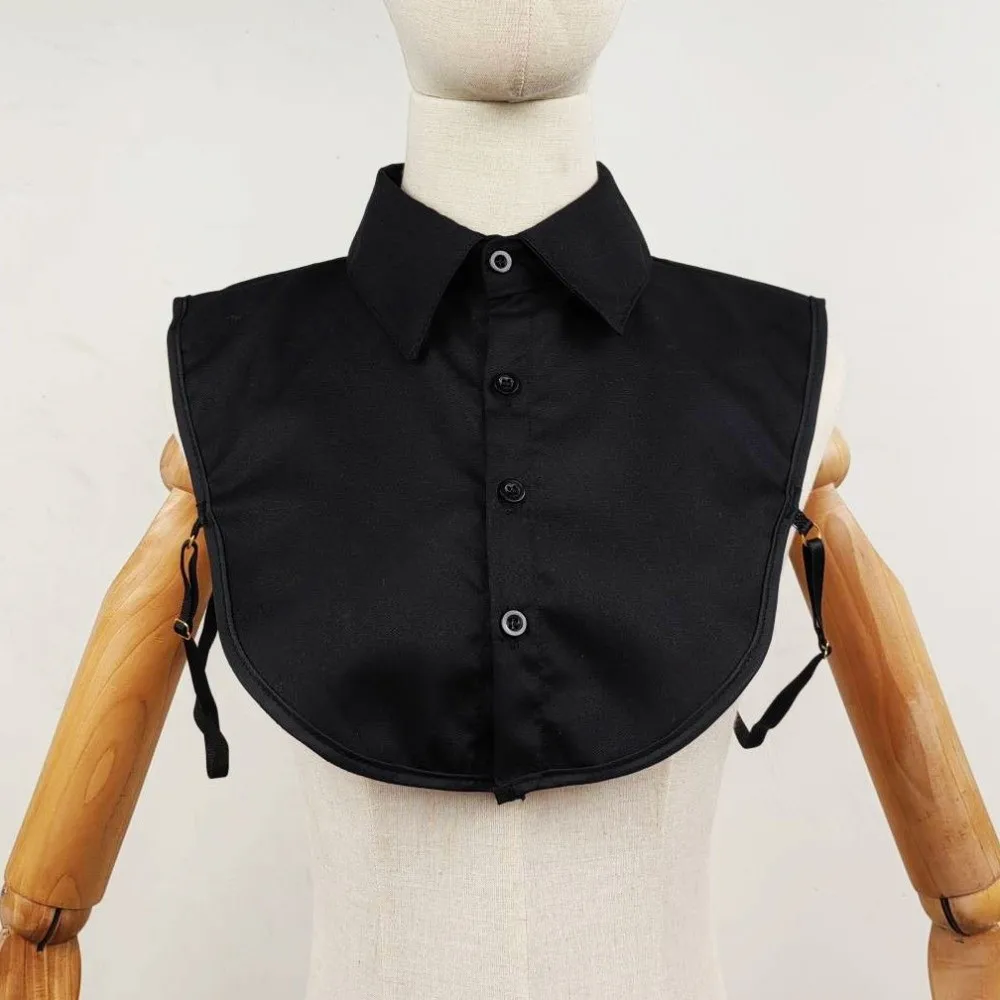 Faux col en coton à bretelles réglables, demi-chemise polyvalente, Style faux col bouton, couleur unie, faux col de chemisier