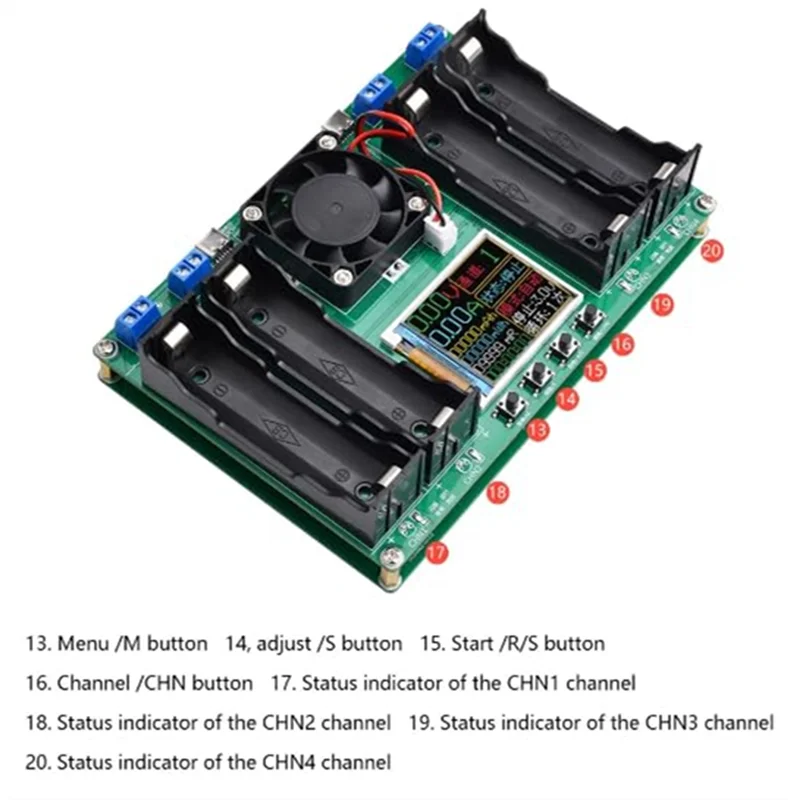 ABKO-Type-C 4 Channel 18650 Lithium Battery Capacity Tester Module Digital Battery Power Detector Module Mah Mwh