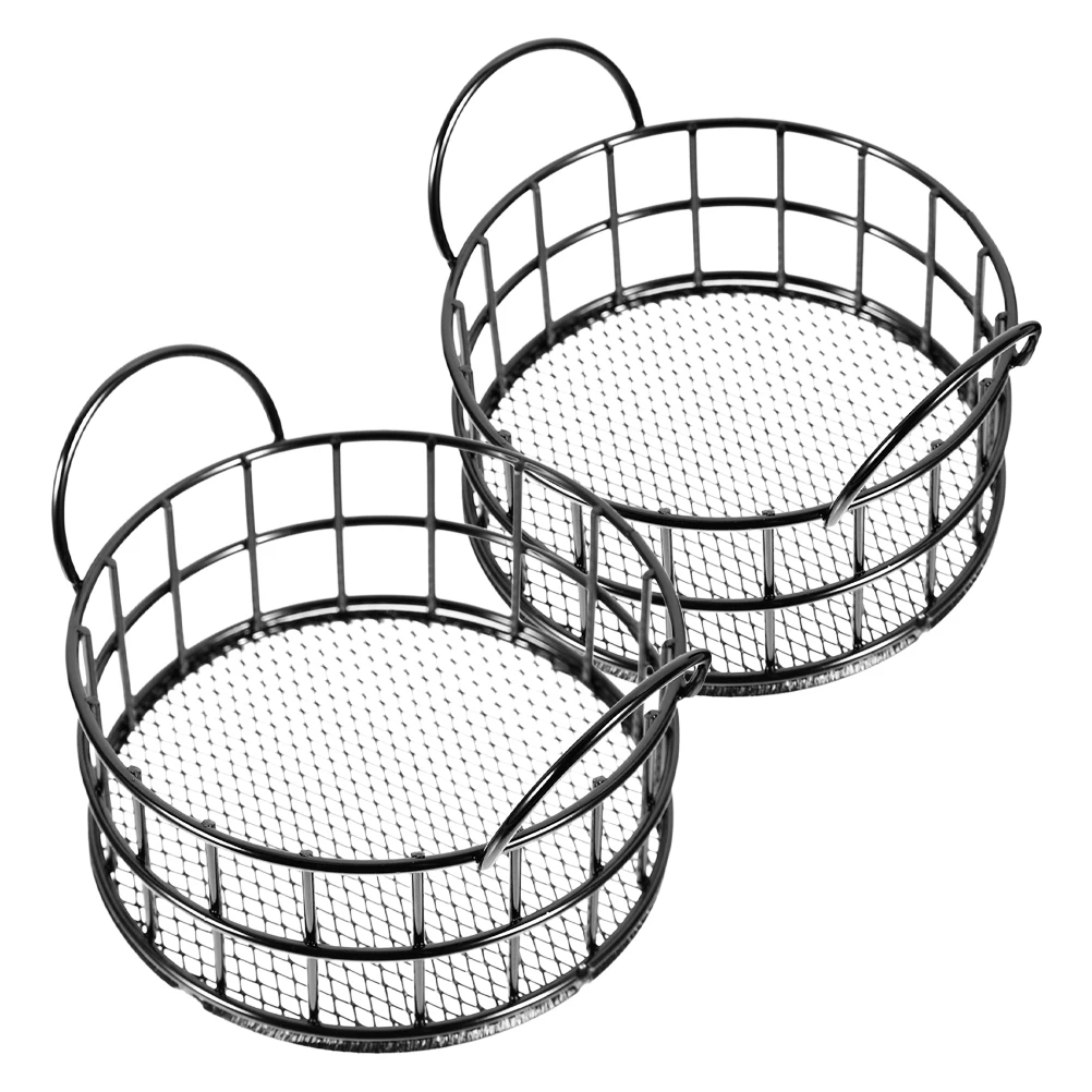 

2pcs Metal Storage Basket Small Desktop Organizer Iron Trash Can Pen Holder Snack Fruit Holder For Home Office Wire Basket