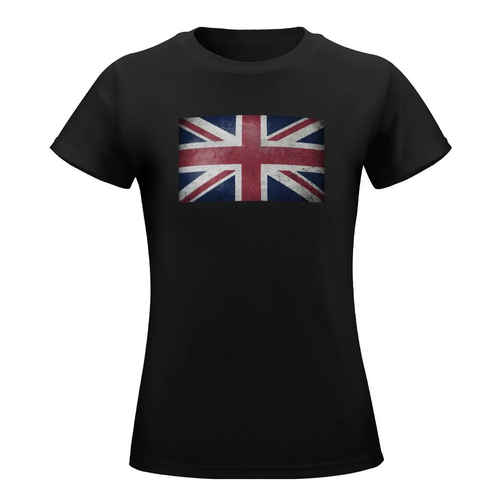 Camiseta desgastada, vieja, desgastada y desgastada de la bandera del Reino Unido (Reino Unido) para mujer, Ropa de señora, camisetas divertidas vintage, ajuste holgado