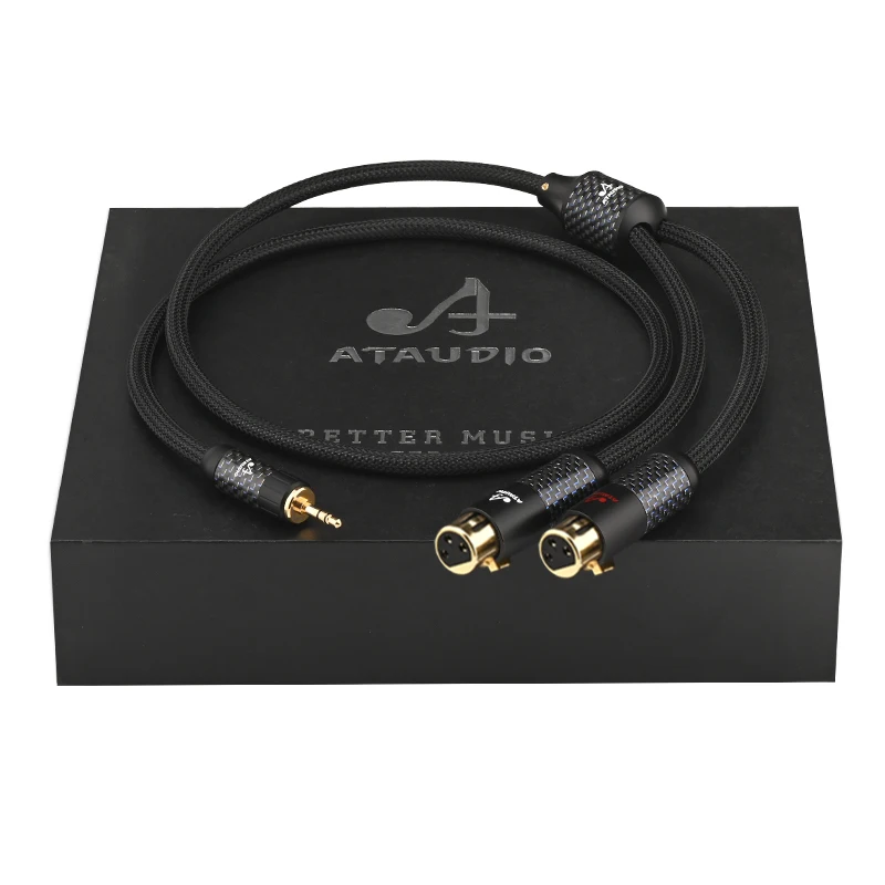 ATAUDIO HiFi-Stereo Audiokabel 3,5 mm auf 2XLR 3