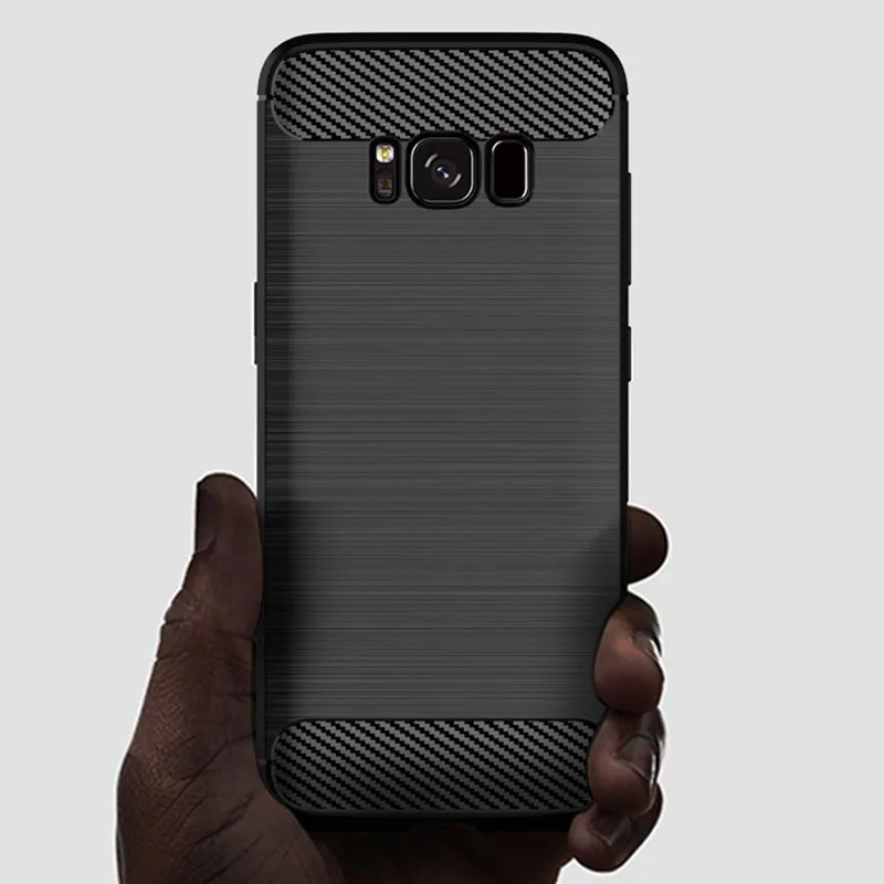 Shockproof Silicone Case for Samsung S8 Plus Galaxy S8+ Brushed Carbon Fiber Case for Galaxy s8plus Back Cover Coque Fundas