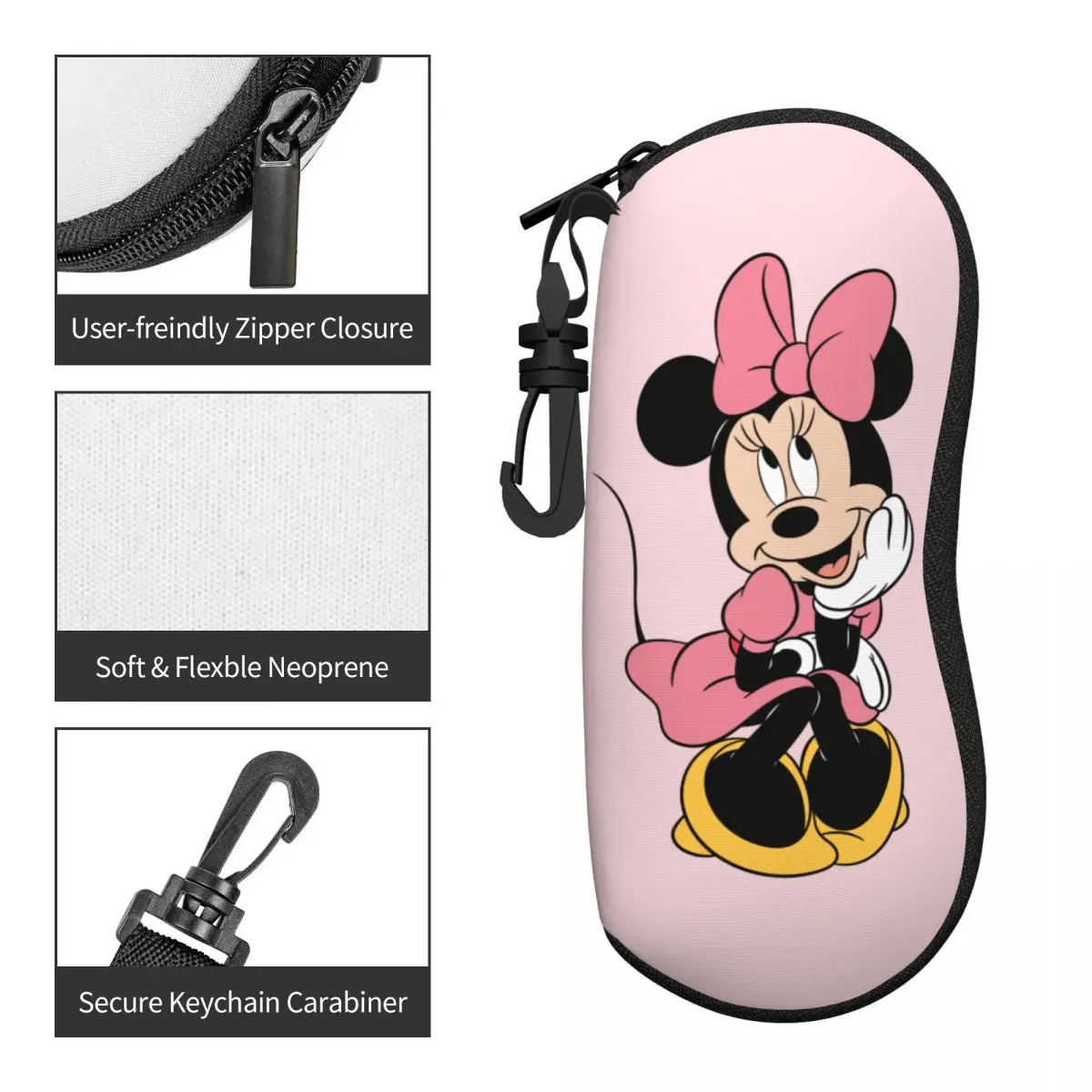 Güzel Karikatür Gözlük Kılıfı Minnie Mouse Mickey Merch Aksesuarları Gözlük Saklama Kutusu Anti-Basınç Güneş Gözlüğü Kutusu