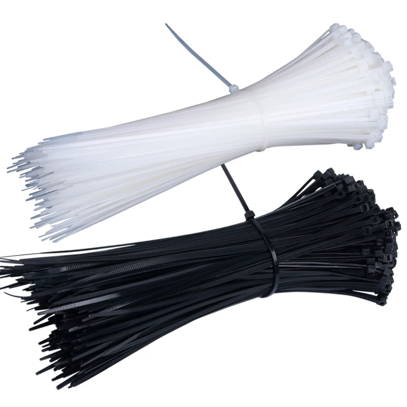 100 PCS Self-locking Plastic Nylon Tie Black Fastening Strap Cable-Tie-Set Cable Zip Tie Fastening Ring Zip Wraps Strap Tie