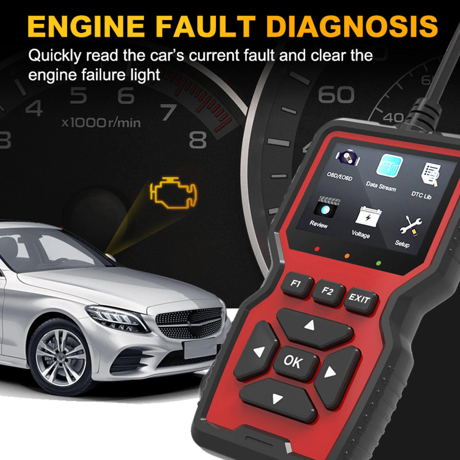 V519 OBDII Diagnostic Vehicle Code Reader Upgraged Support Printing Functions for All OBD II Protocol Cars Since 1996