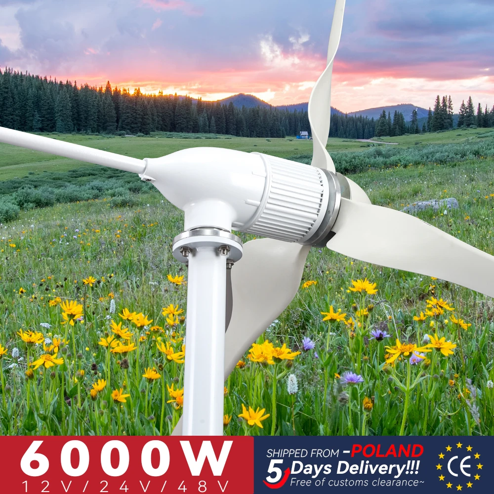 

6000W Galaxy Gang Turbine Generator Household Wind Power 12V 24V 48V Free Energy With Super Hybrid Charger Controller