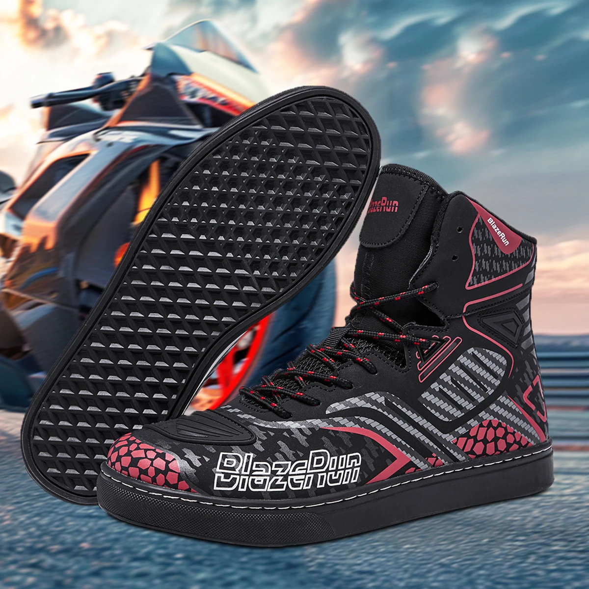 

Мужские мотоциклетные ботинки, дышащая противоскользящая повседневная обувь для гонок на шоссейных гонках, ботинки для переключения передач, резиновая подошва, светоотражающая мотоциклетная обувь