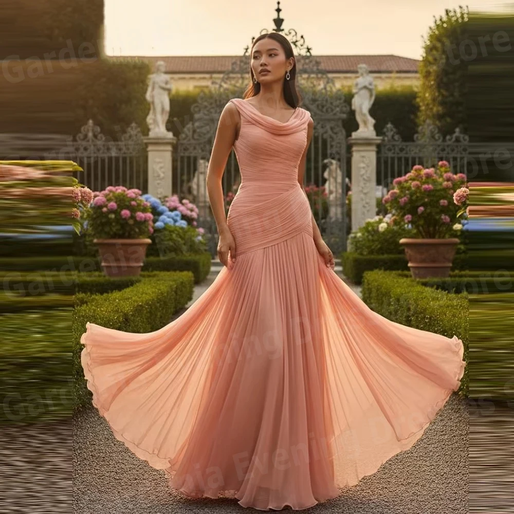 Elegante Meerjungfrau-Abendkleider für Damen, ärmellos, plissiert, Ballkleider, Vestidos Para Mujer, formelle Party, maßgeschneiderte Robe De Soirée
