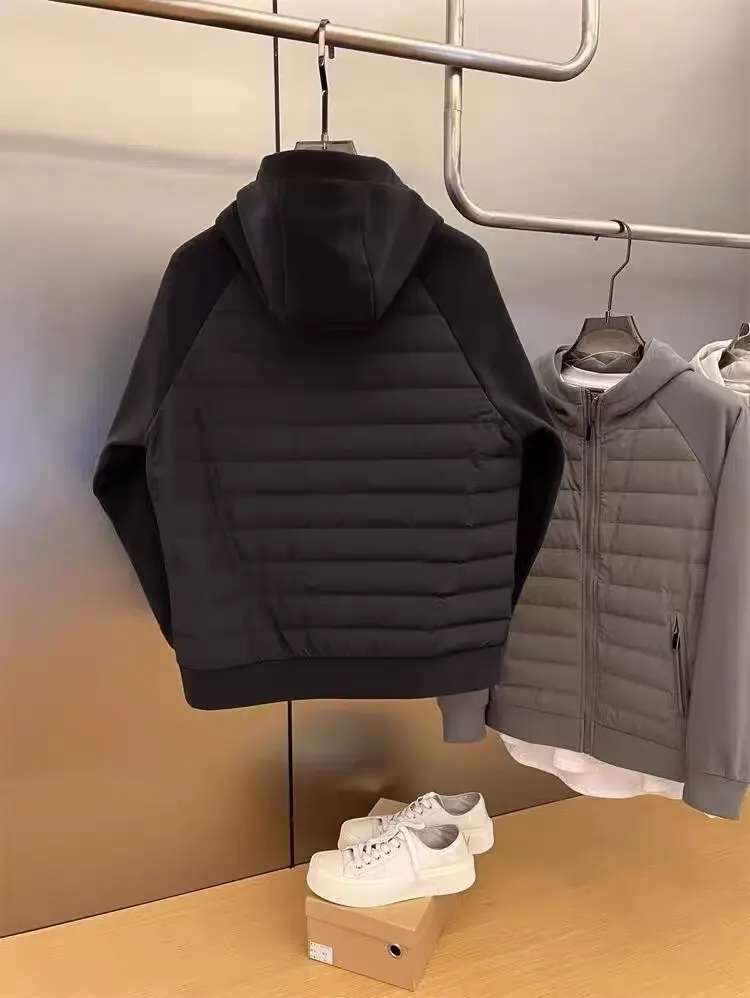 Winter New Men's Lightweight Casual Hooded Jacket Versatile Splicing Couple's Windproof and Cold Proof Cotton Jacket