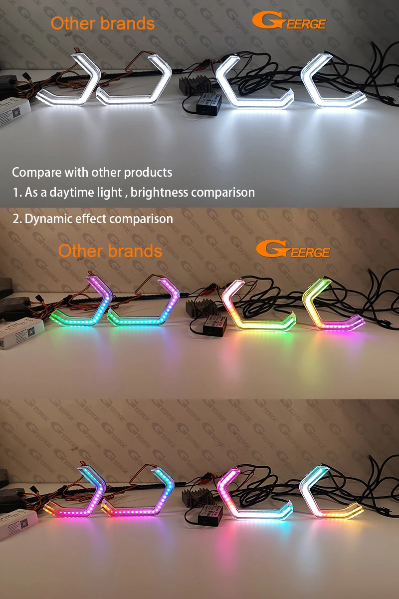 For Jaguar XJ XJR XF XE F-Pace Day Light Ultra Bright Concept M4 Iconic Style Dynamic Multi Color RGB LED Angel Eyes Halo Rings