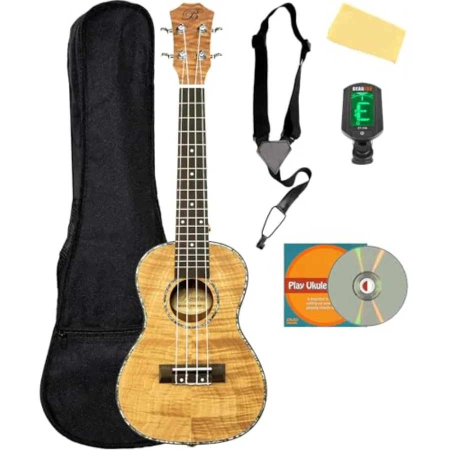 

Комплект укулеле Oguman Wood Concert с чехлом, тюнером, ремнем, обучающим DVD Austin Bazaar и салфеткой для полировки
