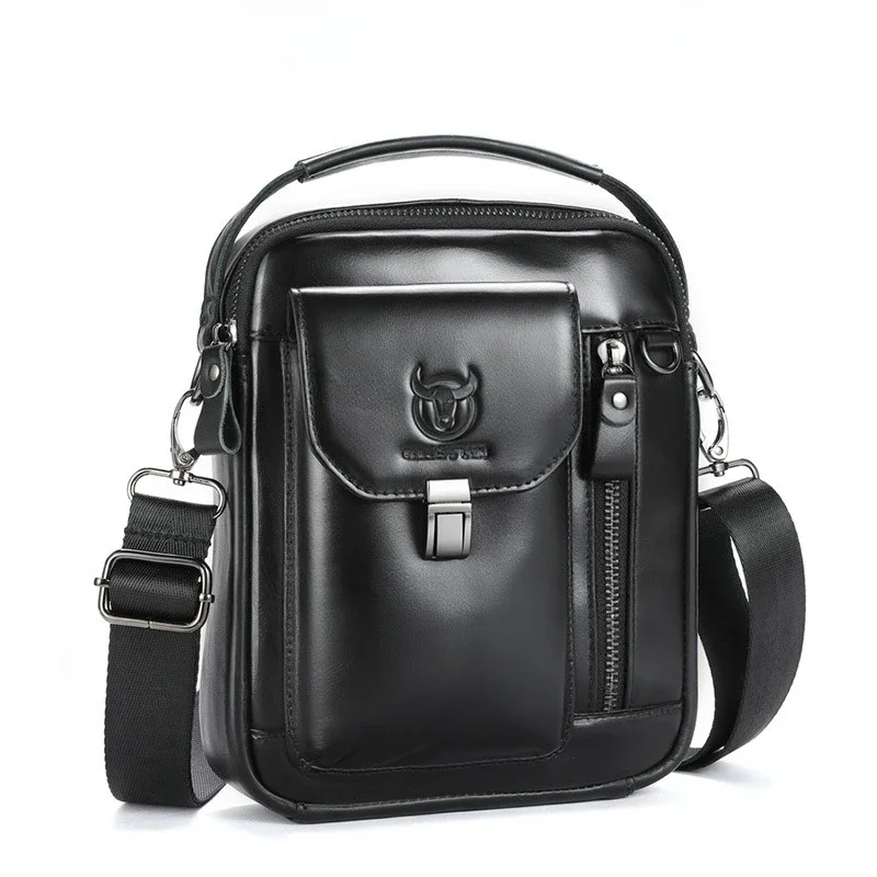 Men's Genuine Leather Crossbody Bag with Multiple Pockets - Durable Shoulder Bag for Phone, Wallet & Daily Essentials